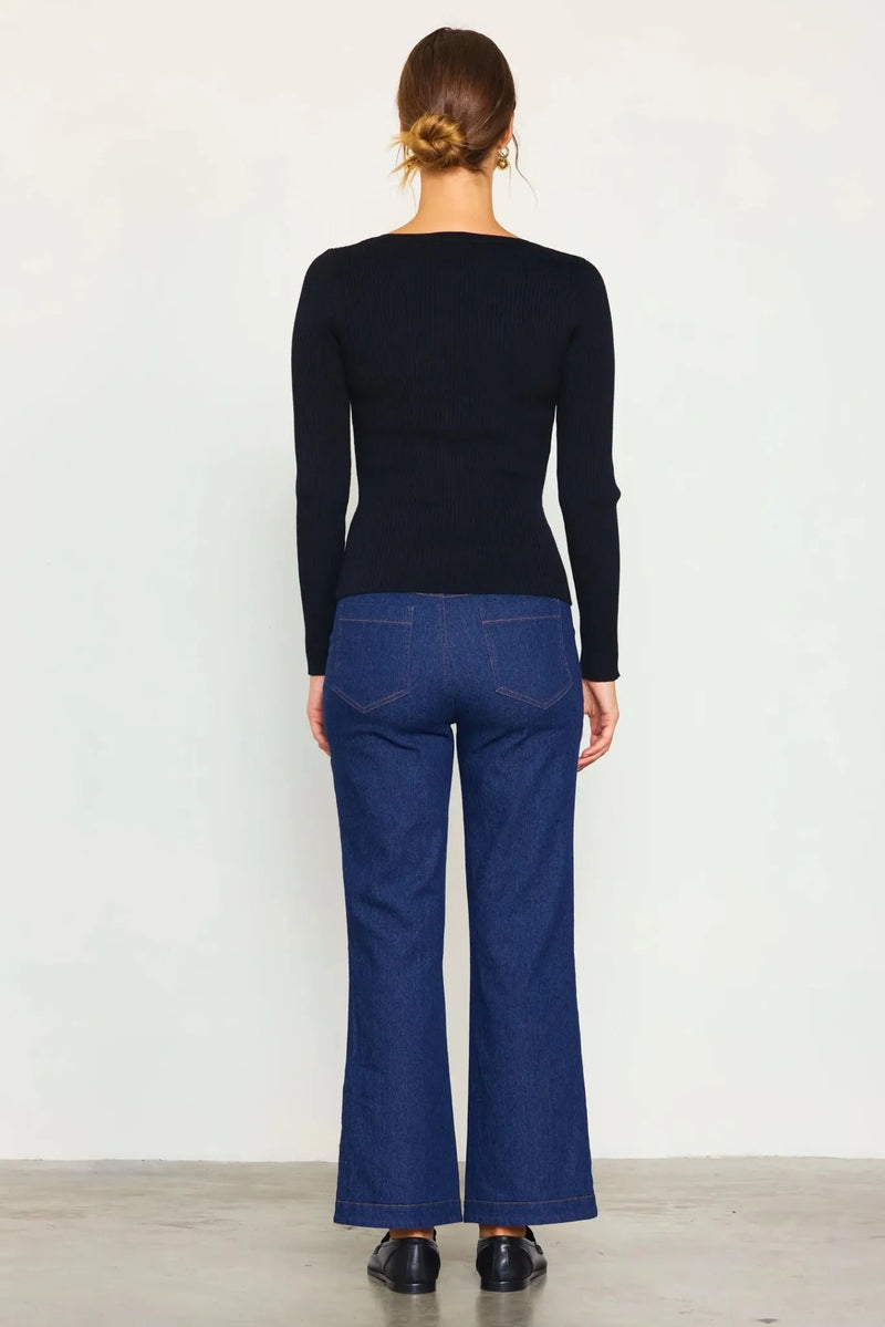 Lace-Up Ribbed Knit Top - Heritage-Boutique.com