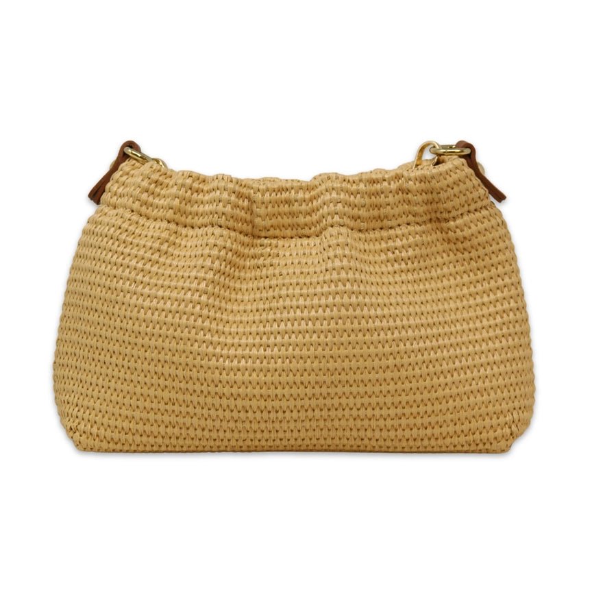 Layla Ruched Raffia Clutch Bag - Heritage - Boutique.com