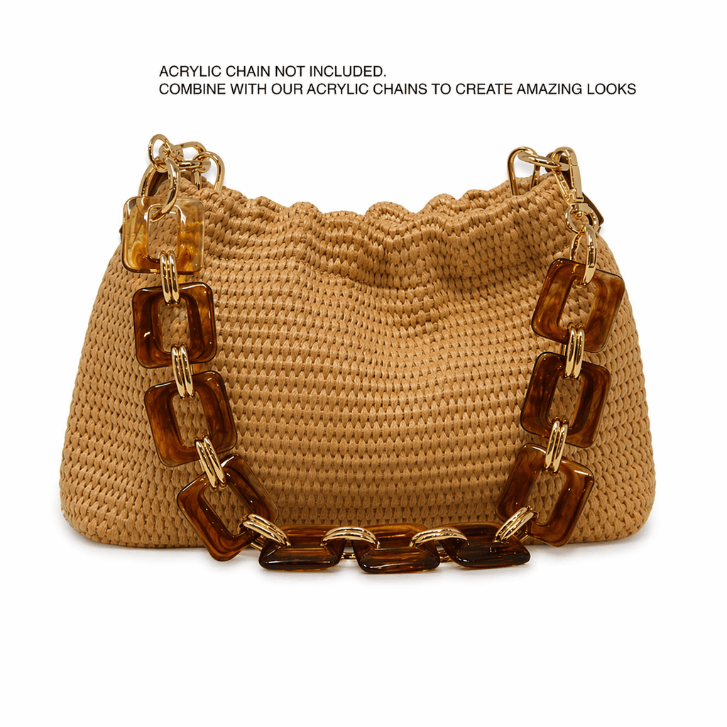 Layla Ruched Raffia Clutch Bag - Heritage - Boutique.com