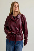 Le Lis Burgundy Leather Slim Fit Jacket - Heritage - Boutique.com