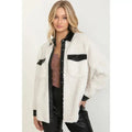 Leather Trim Sherpa Jacket - Heritage - Boutique.com