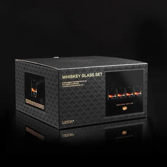 LIITON Grand Canyon 4 - Piece Crystal Bourbon Whiskey Glass Set - Heritage - Boutique.com