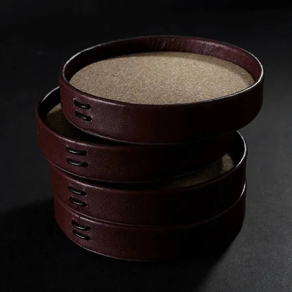 LIITON Whiskey Leather Coaster Set of 4 Coasters - Heritage-Boutique.com