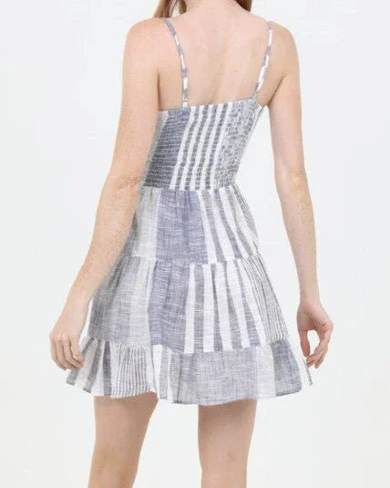 Linen Blue and White Sundress - Heritage - Boutique.com