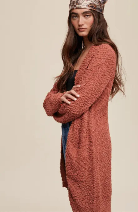 Listicle Cardigan in Rust - Heritage-Boutique.com