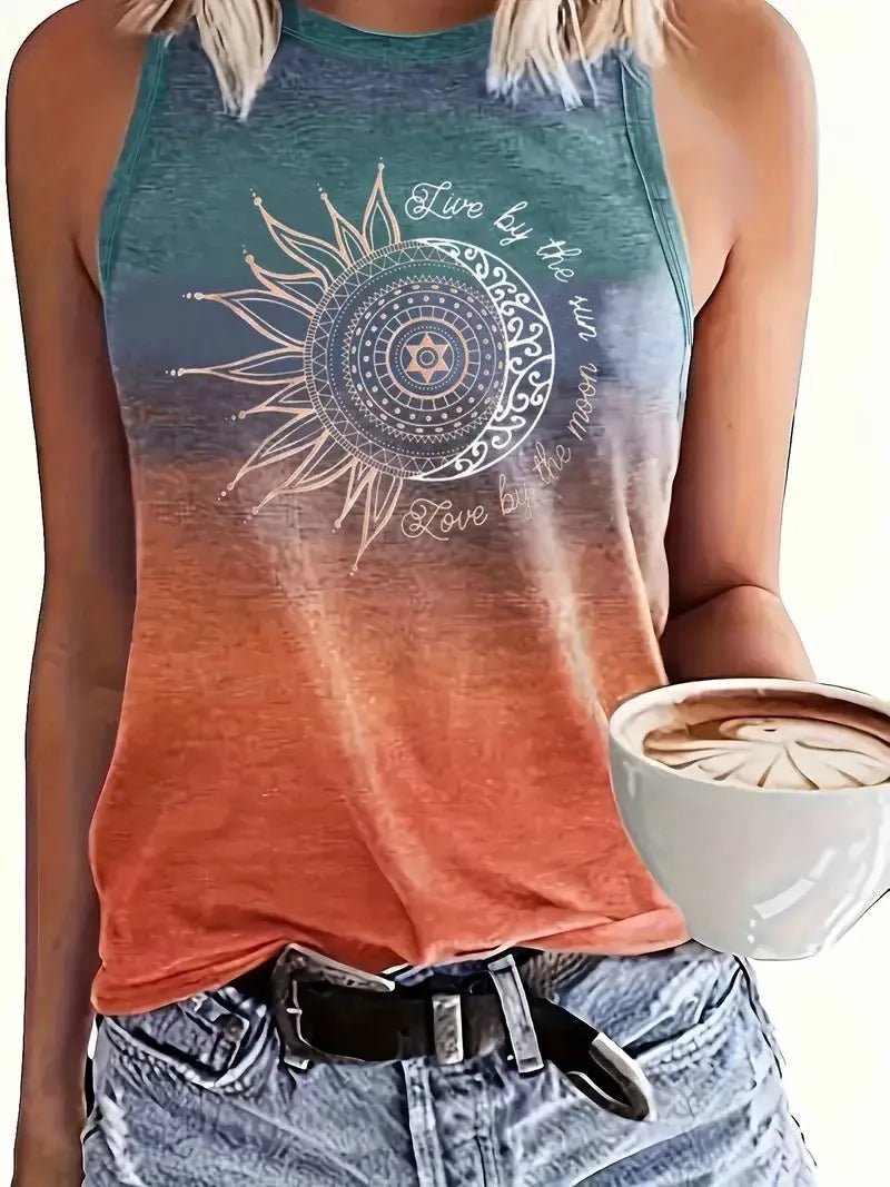 Live By The Sun Love By The Moon Ombre Tank Top - Heritage - Boutique.com