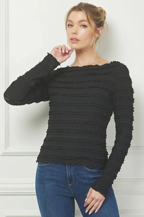 Long Sleeve Layered Ruffle Lace Top - Heritage - Boutique.com