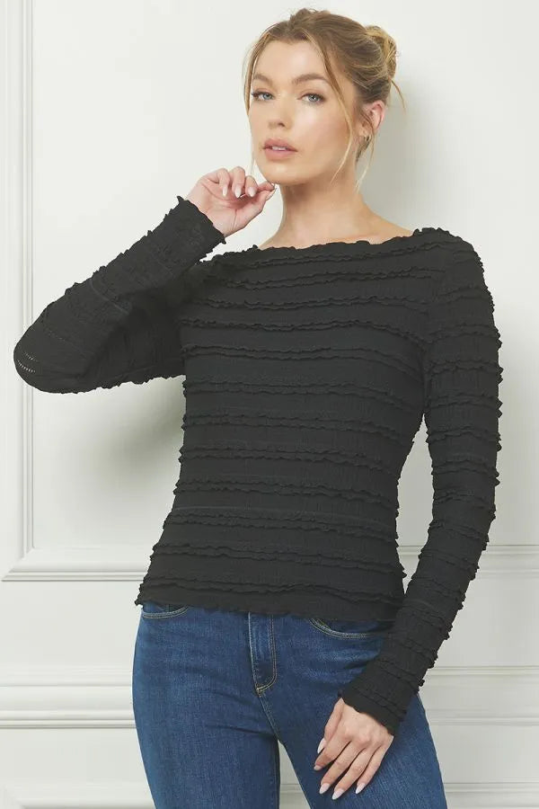 Long Sleeve Layered Ruffle Lace Top - Heritage-Boutique.com