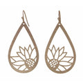Lotus Flower Teardrop Earrings – 2” Lightweight Statement Earrings - Heritage - Boutique.com