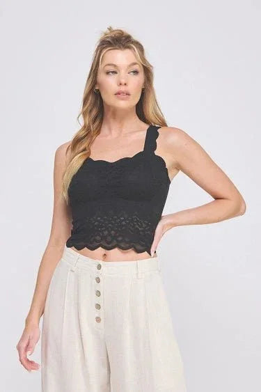 Lovely Scallop Edge Lace Bralette - Heritage - Boutique.com
