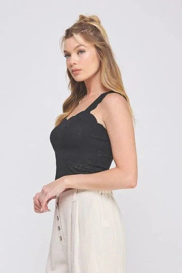 Lovely Scallop Edge Lace Bralette - Heritage - Boutique.com