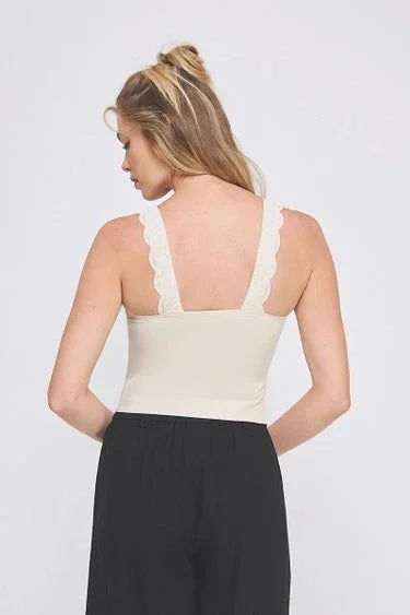 Lovely Scallop Edge Lace Bralette - Heritage - Boutique.com
