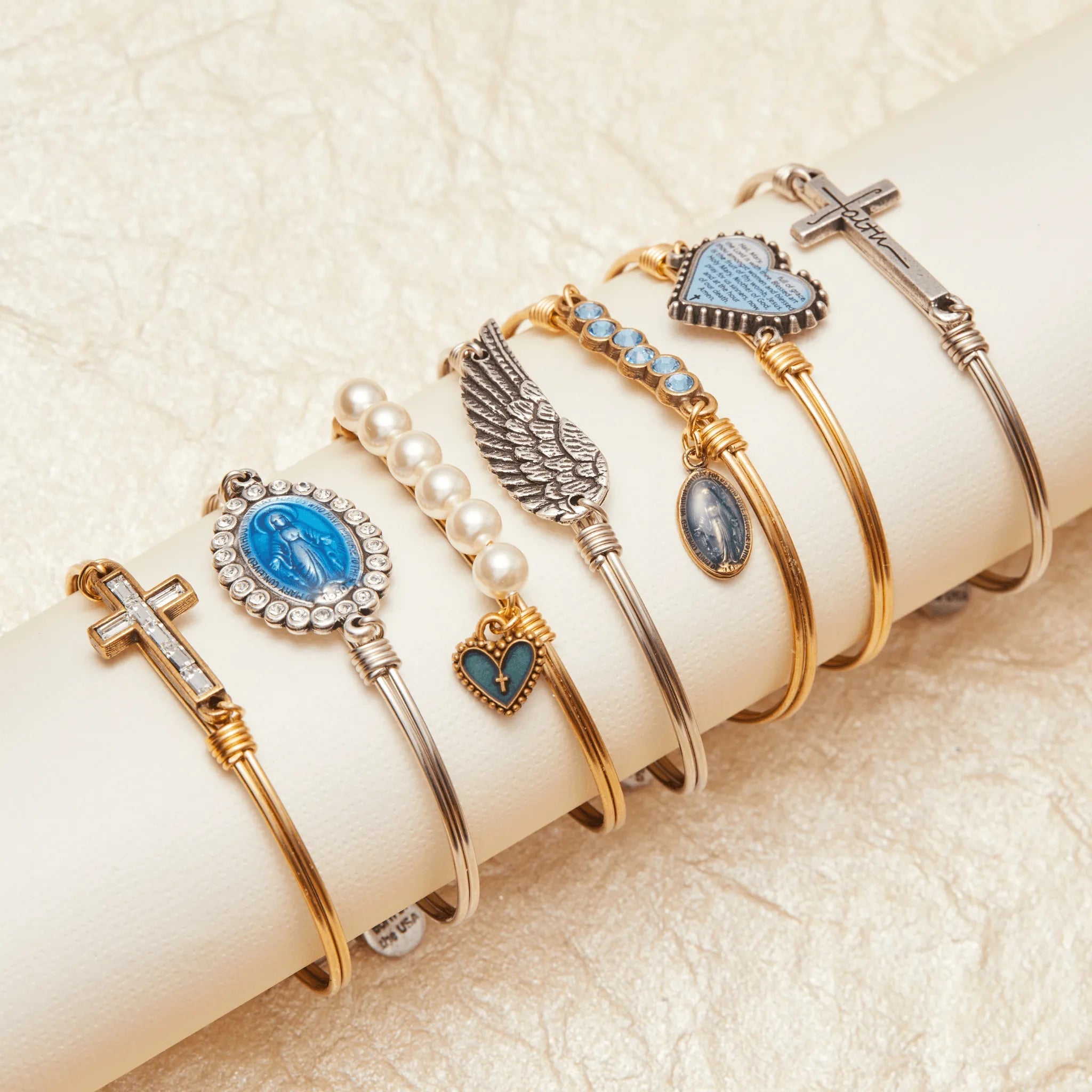 Luca and Danni Baguette Cross Bangle Bracelet in Crystal - Heritage - Boutique.com