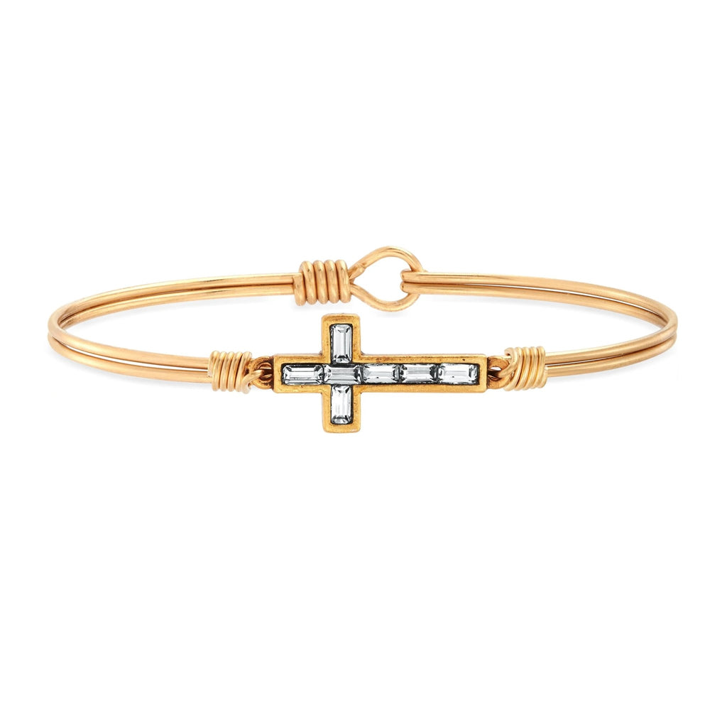 Luca and Danni Baguette Cross Bangle Bracelet in Crystal - Heritage - Boutique.com
