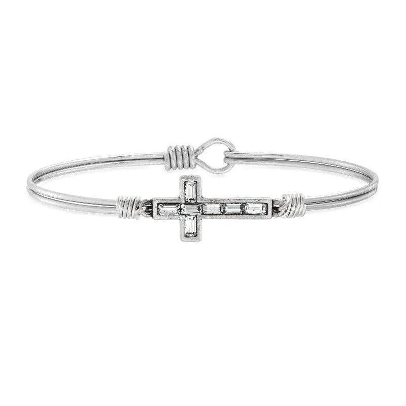 Luca and Danni Baguette Cross Bangle Bracelet in Crystal - Heritage - Boutique.com