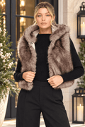 Luxe Retreat Hooded Faux Fur Cropped Vest - Heritage-Boutique.com