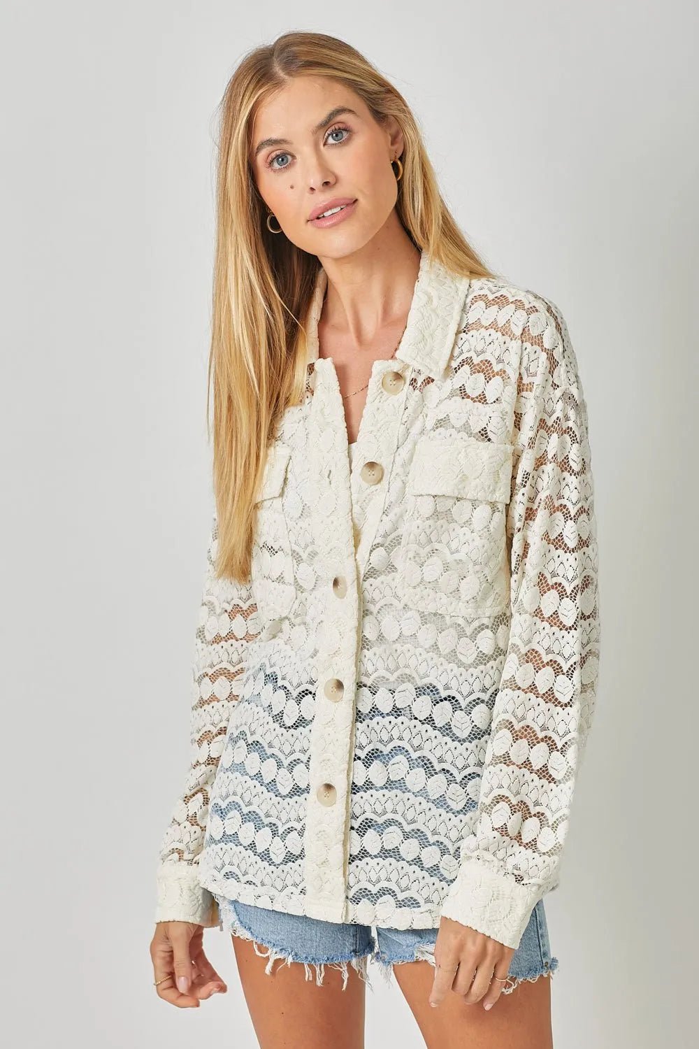 Marie Button Down Lace Jacket - Heritage - Boutique.com