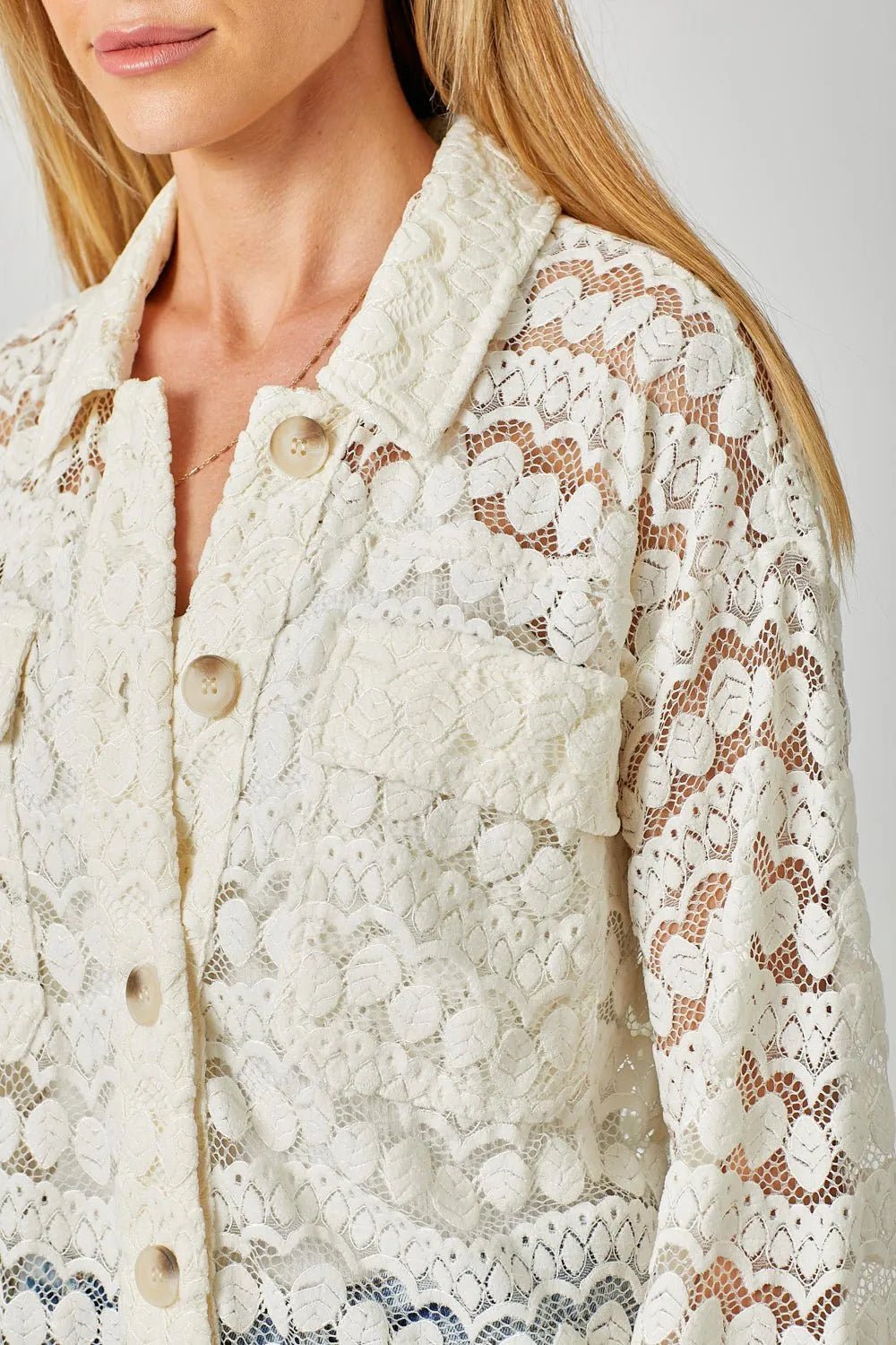 Marie Button Down Lace Jacket - Heritage - Boutique.com