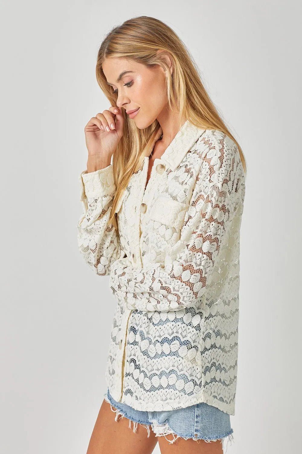 Marie Button Down Lace Jacket - Heritage - Boutique.com