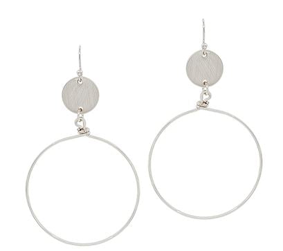 Matte Silver Double Circle Earrings