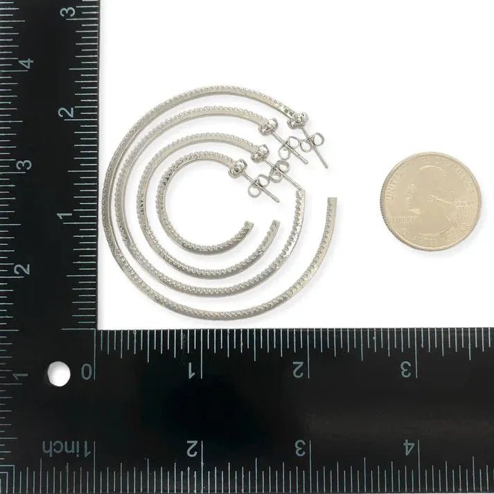 Medium Gold Cubic Zirconia Hoop Earrings - Heritage - Boutique.com