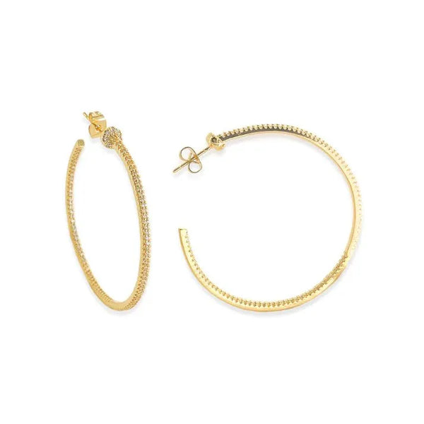 Medium Gold Cubic Zirconia Hoop Earrings - Heritage-Boutique.com