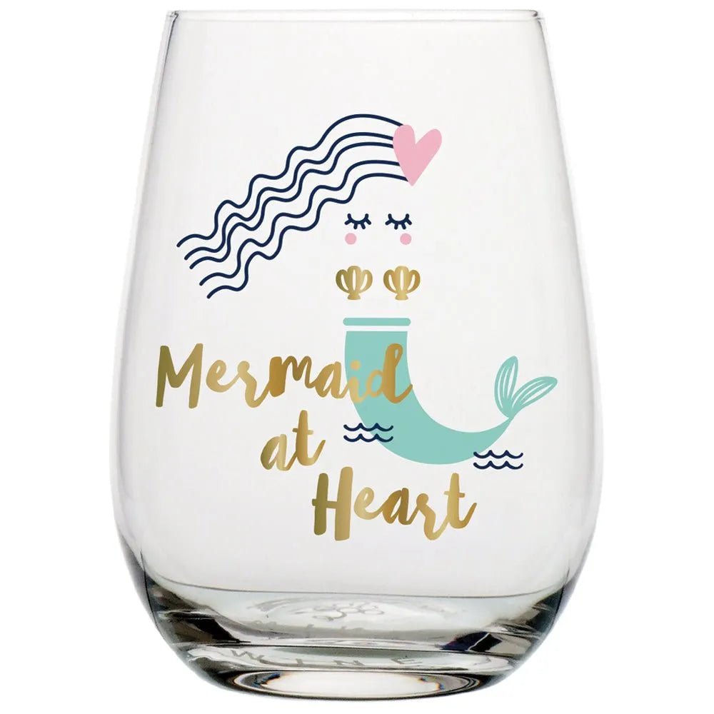 "Mermaid at Heart" Stemless Wine Glass - Heritage - Boutique.com