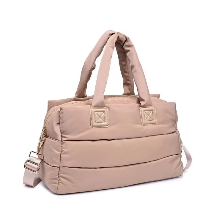 Mia Cloud Puffer Nylon Weekender Tote Bag – Lightweight Quilted Travel & Gym Duffel with Laptop Sleeve | Everyday Carryall for Women - Heritage - Boutique.com