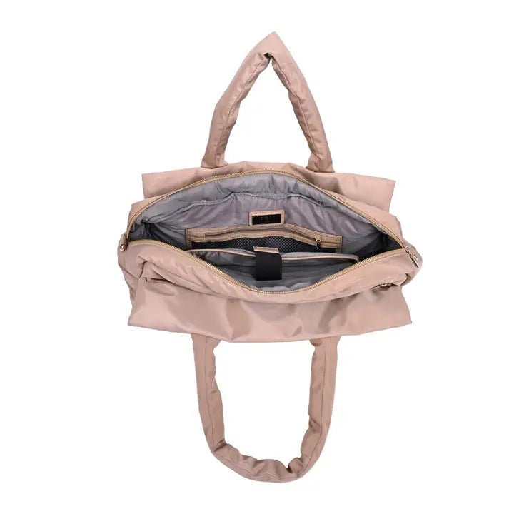 Mia Cloud Puffer Nylon Weekender Tote Bag – Lightweight Quilted Travel & Gym Duffel with Laptop Sleeve | Everyday Carryall for Women - Heritage - Boutique.com