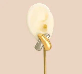 Mixed Metal Cross Over Studs Water Resistant Earrings - Heritage - Boutique.com