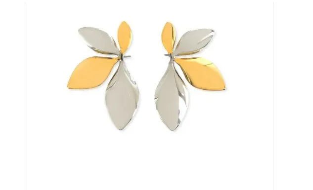 Mixed Metal Leaf Earrings - Heritage - Boutique.com