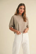 Mocha Short Sleeve Sweater - Heritage - Boutique.com