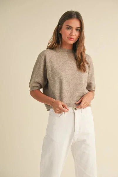 Mocha Short Sleeve Sweater - Heritage - Boutique.com