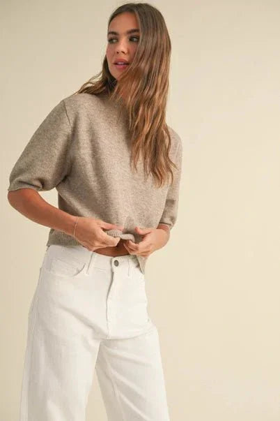 Mocha Short Sleeve Sweater - Heritage - Boutique.com