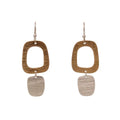 Modern Geometric 2 - Tone Scratch Metal Earring - Heritage - Boutique.com