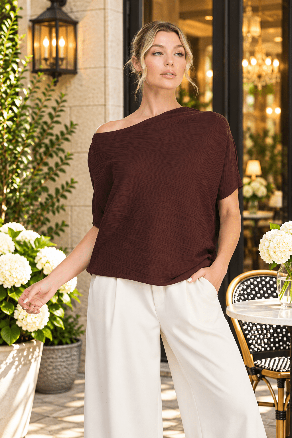 Modern Muse Asymmetric Neckline Textured Knit Top - Heritage-Boutique.com