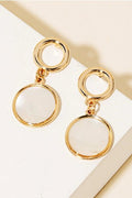 Mother of Pearl Disc Hoop Stud Earrings - Heritage-Boutique.com