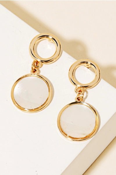 Mother of Pearl Disc Hoop Stud Earrings - Heritage-Boutique.com