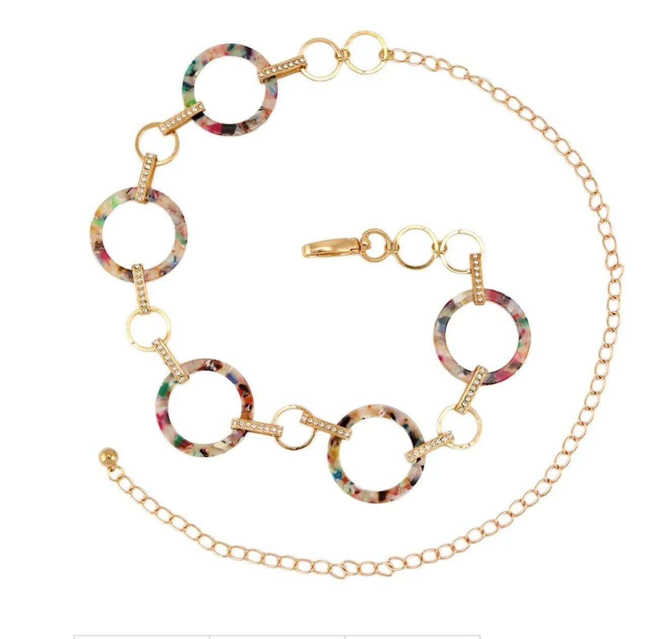 Multi - Colored Gold Chain Belt - Heritage - Boutique.com
