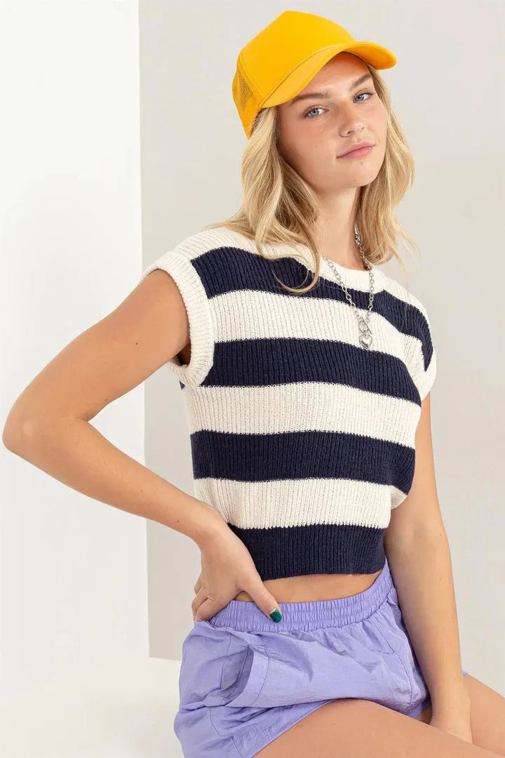 Nautical Navy Ribbed Stripe Knit - Heritage-Boutique.com