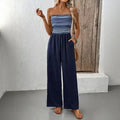 Navy Blue Striped Jumpsuit - Heritage - Boutique.com