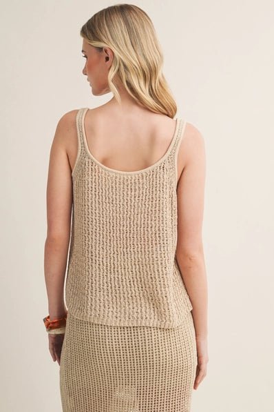 Open Weave Scoop Neck Knit Tank - Heritage - Boutique.com