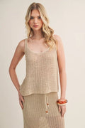 Open Weave Scoop Neck Knit Tank - Heritage - Boutique.com