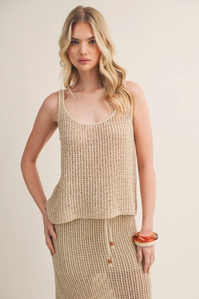 Open Weave Scoop Neck Knit Tank - Heritage - Boutique.com