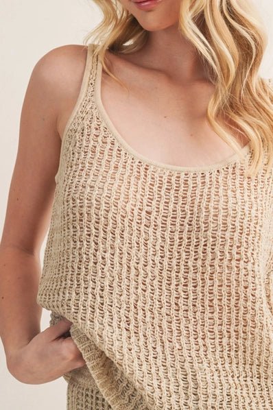 Open Weave Scoop Neck Knit Tank - Heritage - Boutique.com