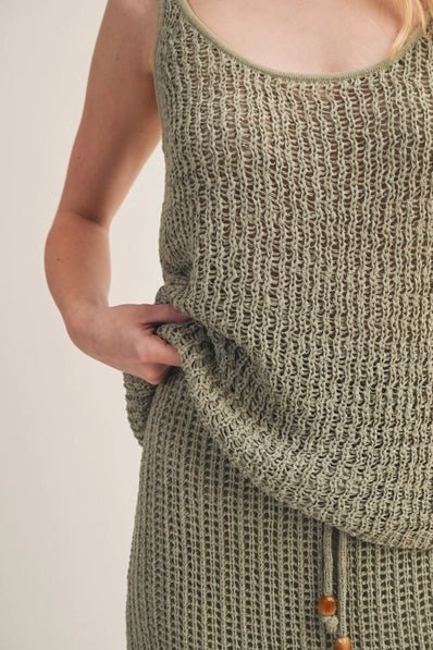 Open Weave Scoop Neck Knit Tank - Heritage - Boutique.com