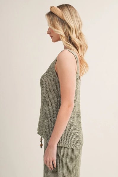 Open Weave Scoop Neck Knit Tank - Heritage - Boutique.com