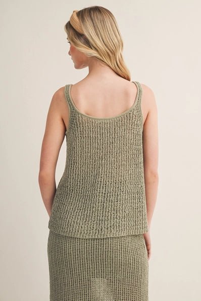 Open Weave Scoop Neck Knit Tank - Heritage - Boutique.com