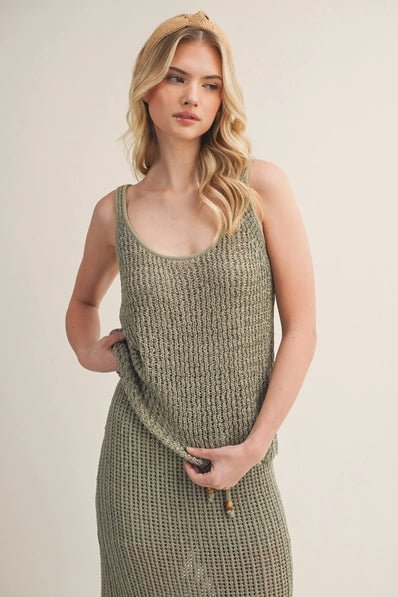 Open Weave Scoop Neck Knit Tank - Heritage - Boutique.com