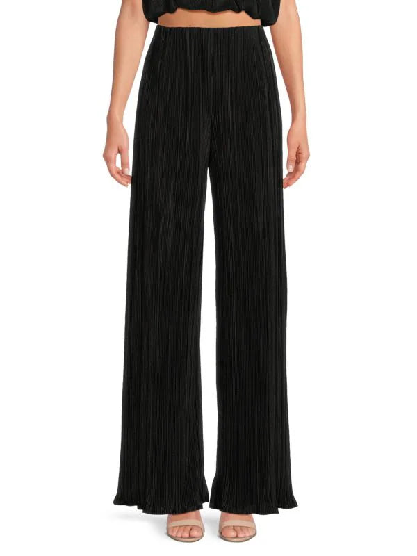 Saks Pleated Solid High Waist Pants